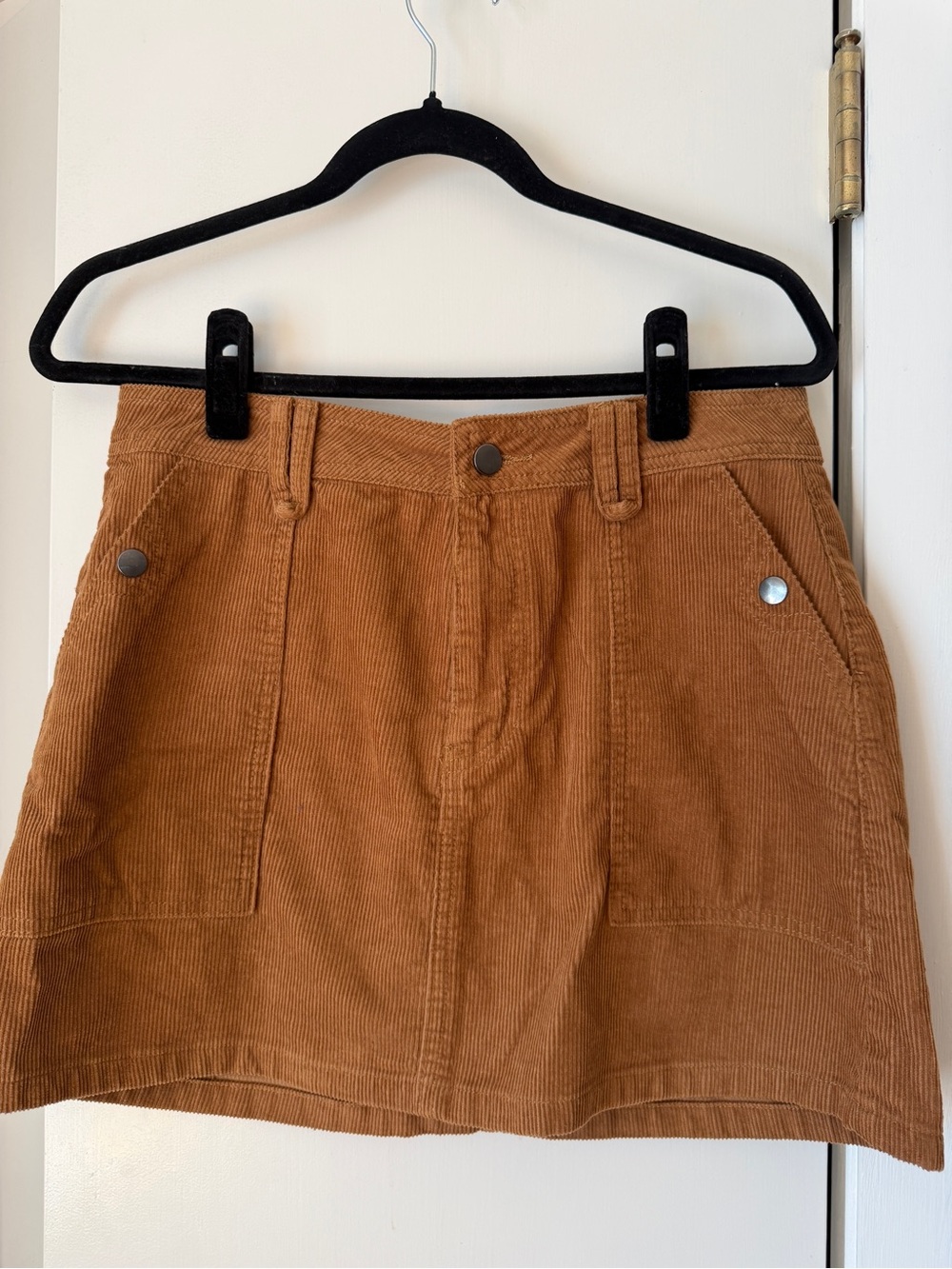 Corduroy A-Line Mini Skirt in Camel